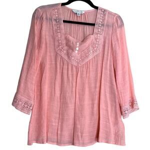 NWT Counterparts Style #911919HA Women Size Small Embroidered lace 3/4th sleeve